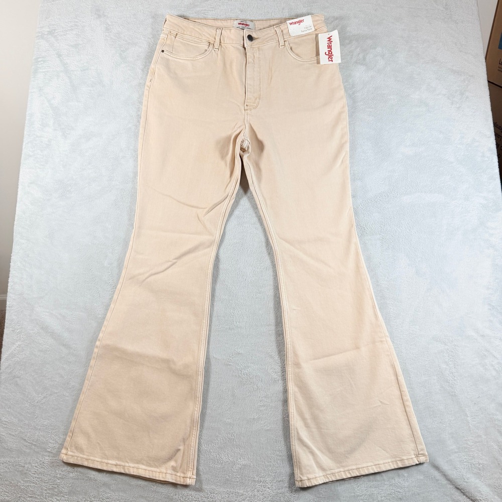 Wrangler Women High Rise Flare Pants Sandshell Beige NWT 14 (32x32)